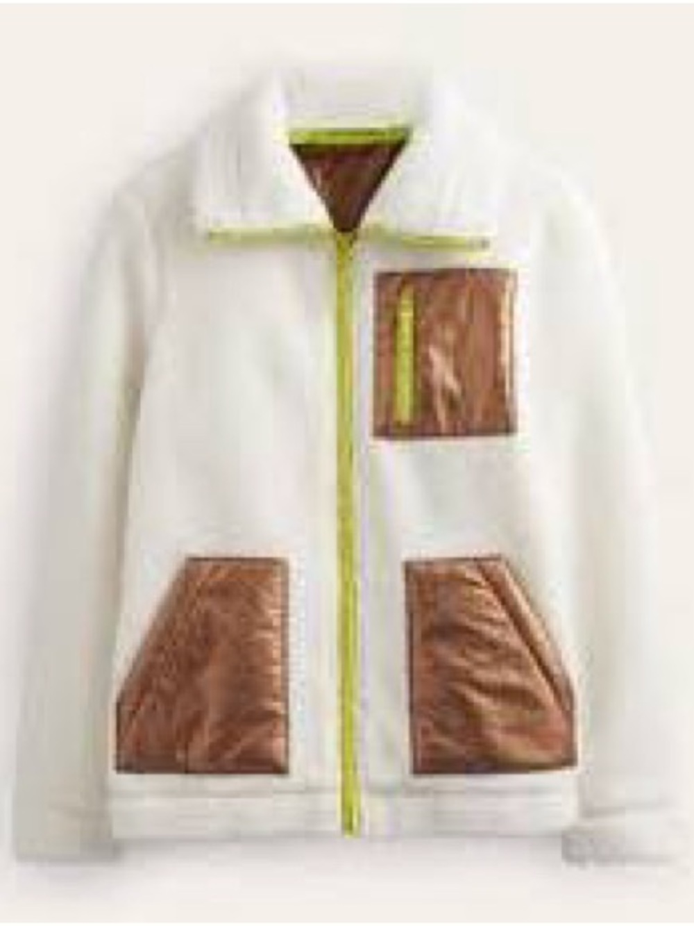 Boden Women’s Size 6 Ivory Funnel-Neck Borg Fleece Zip Up Jacket - Picture 2 of 16